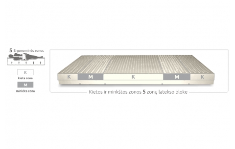 Čiužinys BRIUGE MIX 5 MINKŠTUMO ZONŲ SU EUCATHERM